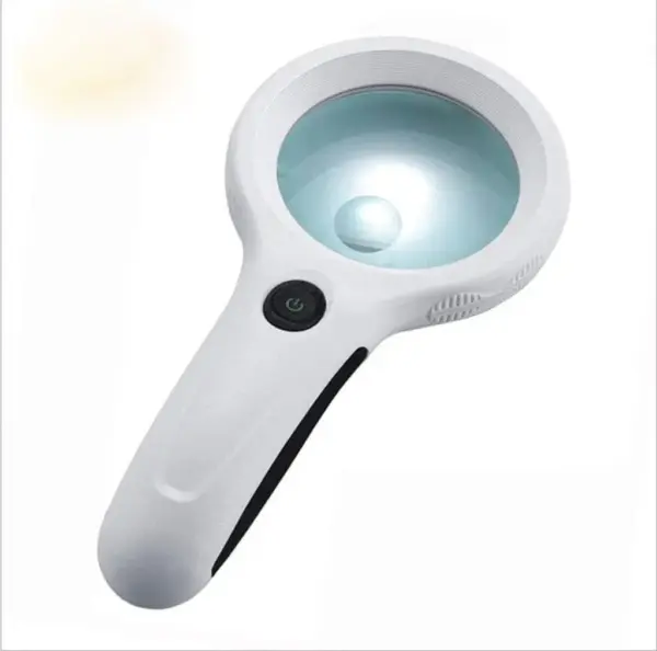 9587 HD Reading Magnifier Magnifier Two Multiple Lenses 75mm Lighting White Portable with 8 LED  Portable Practical