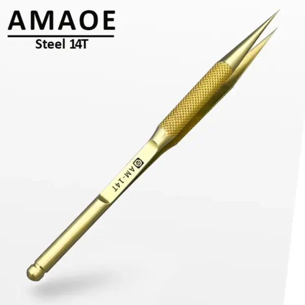 AMAOE AM-14T Non-Magnetic High Hardness Stainless Steel Ultra Sharp Pointed Soldering Tweezer