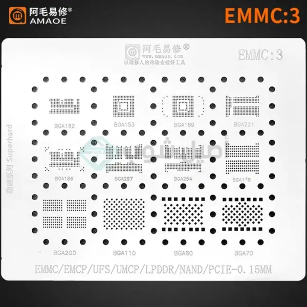 "AMAOE STENCIL EMMC3,EMMC/EMCP/UFS/UMCP/LPDDR/PCIE/NAND "