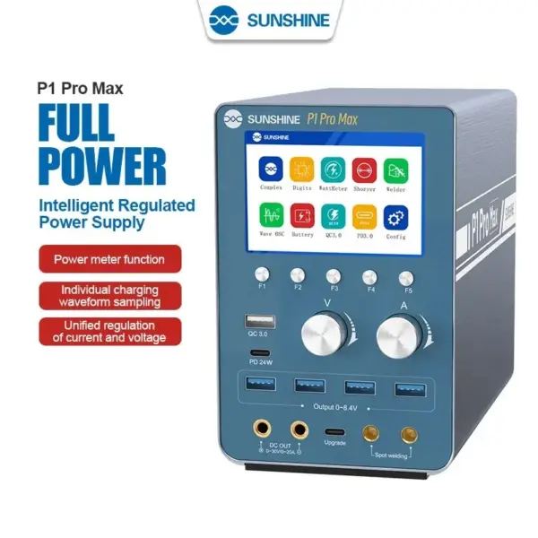 SUNSHINE P1 Pro MAX Intelligent Regulated Power Supply With Waveform Display And Battery Spot Welding/QC PD 18W Fast Charge - Image 3