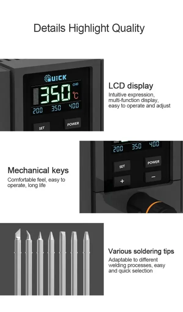 QUICK TS11 90W Smart Precision Soldering Station With Integrated Soldering Tip Motherboard IC Repair Electronic Welding Iron - Image 5