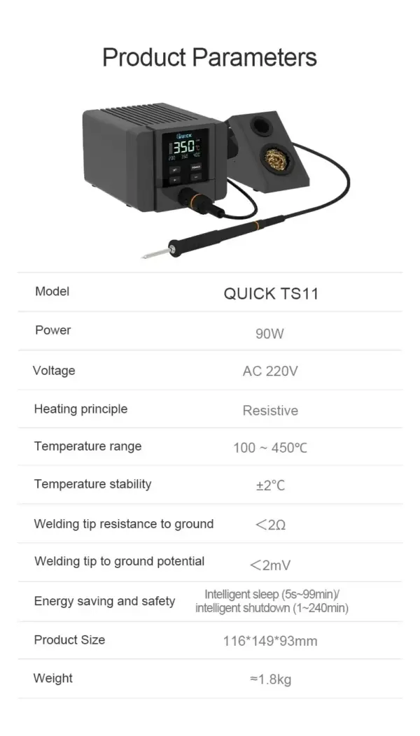 QUICK TS11 90W Smart Precision Soldering Station With Integrated Soldering Tip Motherboard IC Repair Electronic Welding Iron - Image 6