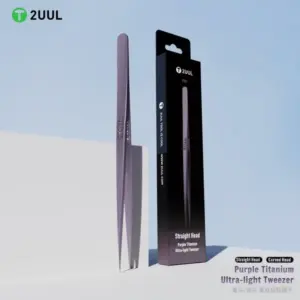 2UUL TI22 STRAIGHT Purple Titanium SUPERLIGHT Tweezer for Precise Phone Board Repair - Image 2