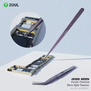 2UUL TI22 STRAIGHT Purple Titanium SUPERLIGHT Tweezer for Precise Phone Board Repair - Image 3