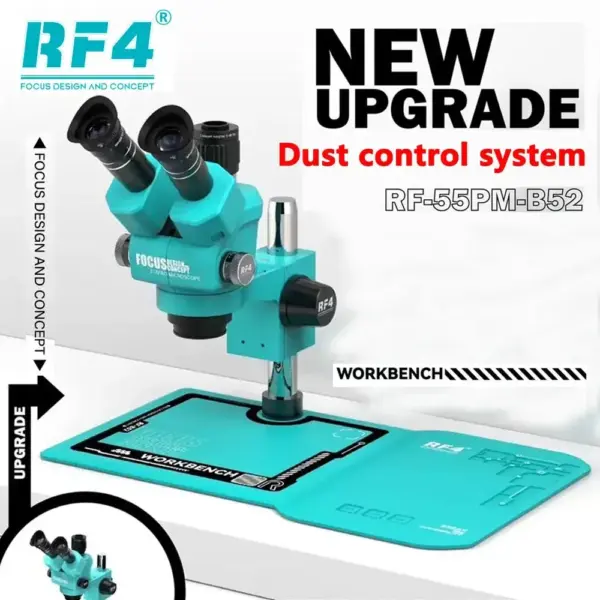 RF4-55PM-B52 New Focus Trinocular Stereo Microscope With Large Multifunctional Silicone Pad Workbench for IC Chip Solder Repair - Image 2