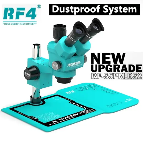 RF4-55PM-B52 New Focus Trinocular Stereo Microscope With Large Multifunctional Silicone Pad Workbench for IC Chip Solder Repair - Image 3