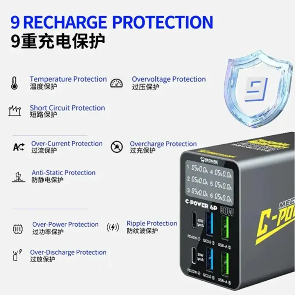 MECHANIC C-POWER 6S USB INTERFACES QUICK CHARGER LCD - Image 3