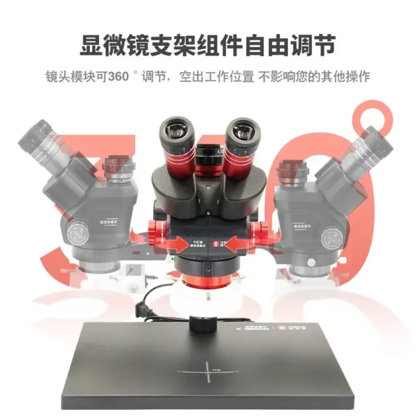 YCS 6558 HD Trinocular Microscope with Extra Large Base 6.5-58 Zoom for Mobile Phone PCB Welding Microscope Tool - Image 6