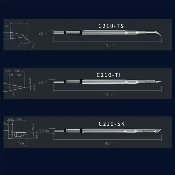 MECHANIC Original Precision Soldering Iron Tip C210 TI  Heating Up in 1s Pointed Tip Elbow Blade Soldering Iron Core - Image 6
