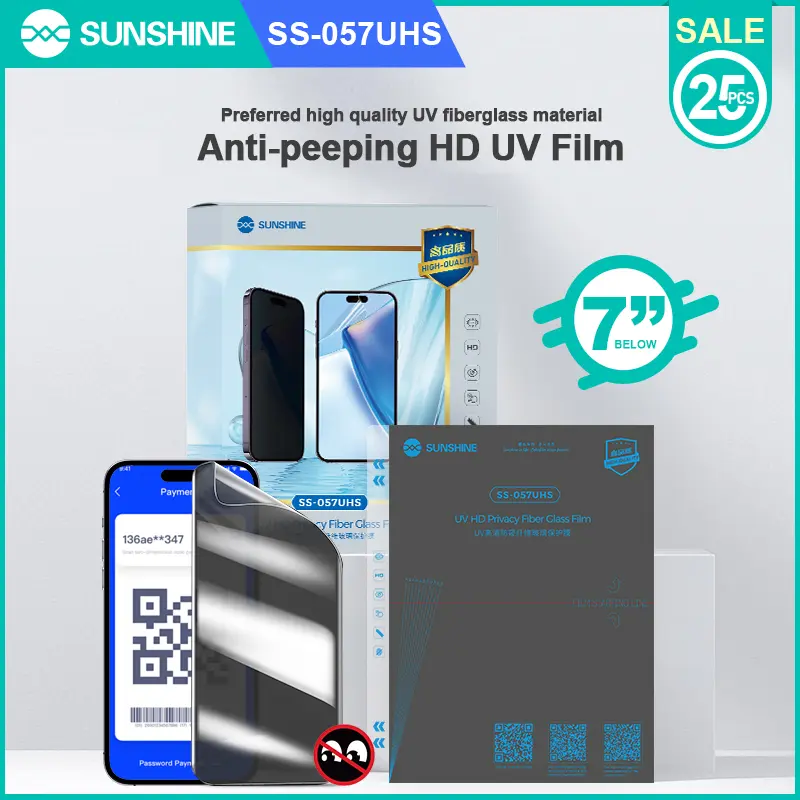 SUNSHINE SS-057UHS UV HD Anti-Peeping Fiber Glass Protective Film 25pcs/box