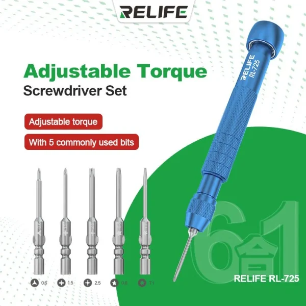 RELIFE RL-725 6 in 1 Adjustable Torque Screwdriver Set Strong Magnetic Screwdriver For Mobile Phone Tablet Computer Repair Tools - Image 2