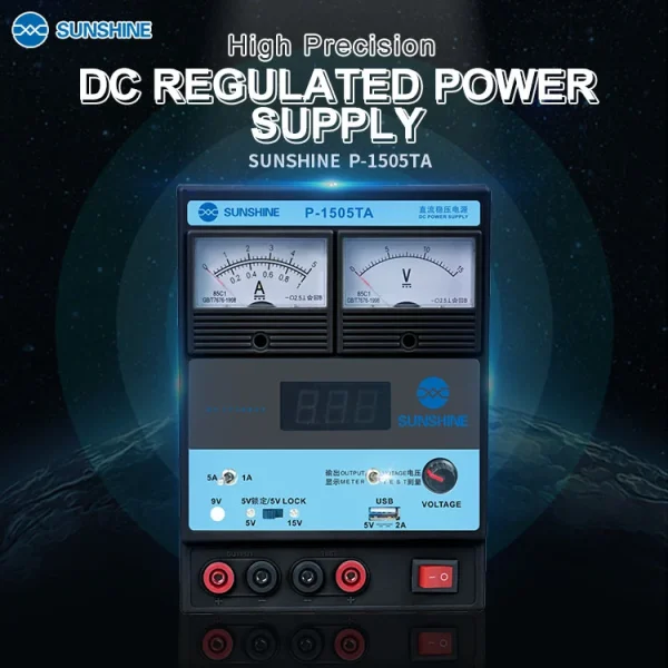 SUNSHINE P-1505TA High Precision DC Power Supply 15V 5A USB Output