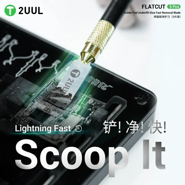 2UUL DA28 05PCS FLATCUT SOLDER PAD UNDERFUILL GLUE FAST REMOVAL BLADE - Image 6