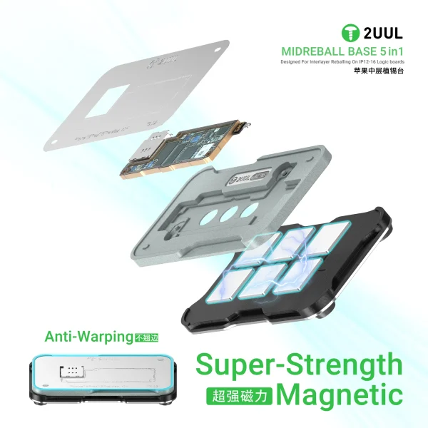 2UUL BH13 MidReball Base 5 in 1 for iPhone 12-16PM Boards Reballing - Image 4