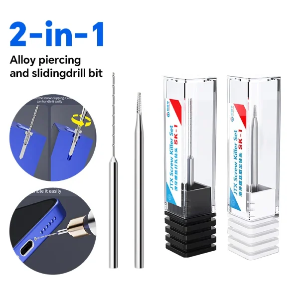 JTX SK-1 Alloy Piercing and Sliding Drill Bit for Removing Stripped Thread Screws