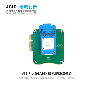 V1S Pro BGA14X15 JCID WiFi Activation Module, Used For Repairing and Programming iPhones. Compatibility: Supports iPhone 12 series, 13 series, SE3, 14 series, 15, and 15 Plus.