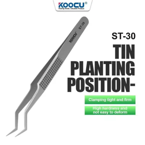 KOOCU ST-30 Chip Tin Planting Stainless Steel Tweezer Precise Clamping Wire Tool for Planting Tin IC Chip Phone Repair Tool
