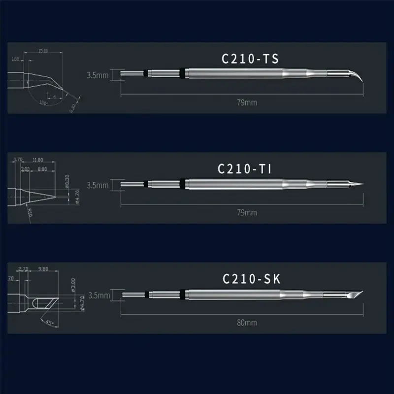 MECHANIC Original Precision Soldering Iron Tip C210 SK Heating Up in 1s Pointed Tip Elbow Blade Soldering Iron Core - Image 6